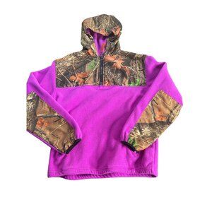 Trail Crest Pink Camo Fleece Pullover Jacket w Hood & Zipper Pockets Youth L
